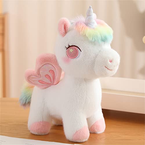 Ueiwffzo Einhorn Kuscheltier, Süßes Regenbogen Schmetterling Einhorn Plüschtier Stofftier Kissen Plüschkissen Plüschpuppe Baby Plüsch Spielzeug Geschenk für Mädchen (25cm,Rosa) von Ueiwffzo