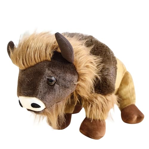 Ueiwffzo Hochland Kuh Plüschkissen Weiches Kawaii Kuscheltier für Kinder,Niedliches Kuh Plüschtier, Perfektes Kuschelkissen und Geschenk für Kindr (20 * 35cm) von Ueiwffzo