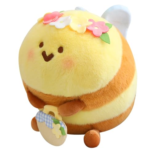 Ueiwffzo Honigbiene Blumen Kuscheltier, Niedliche Weiche Honigbiene Plüschtier Kinder, Plüsch Stofftier Honigbiene Spielzeug Geschenke für Kinder (28cm,Blumenkorb) von Ueiwffzo