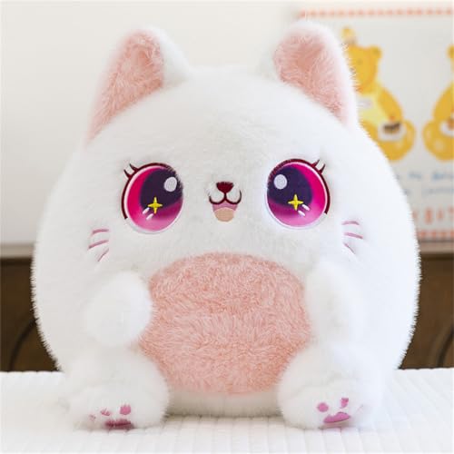 Ueiwffzo Katzen Plüschtier Kuschelkissen Kinder, Kuscheltier Plüschpuppen Niedlich Plush Katzen Spielzeug Stofftier zum Kuscheln und Spielen Geschenk für Kinder (35cm,Weiß) von Ueiwffzo