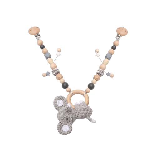 Ueiwffzo Kinderwagen Anhänger Baby Mobiles Kinderwagen Kette Für Babys, Kinderwagen Kinderwagenkette Aus Holz, Babymobile Kette Kinderwagen Zubehör Spielzeug Für Babys Junge Mädchen (Elefant) von Ueiwffzo