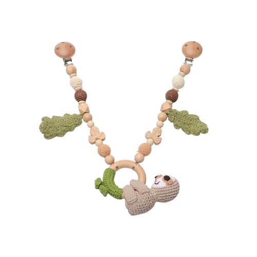 Ueiwffzo Kinderwagen Anhänger Baby Mobiles Kinderwagen Kette Für Babys, Kinderwagen Kinderwagenkette Aus Holz, Babymobile Kette Kinderwagen Zubehör Spielzeug Für Babys Junge Mädchen (Faultier) von Ueiwffzo