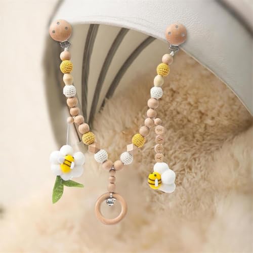 Ueiwffzo Kinderwagen Kette für Babys, Bienen Blumen Kinderwagen Kette aus Holz Anhänger, Baby Mobiles Kinderwagenkette Kinderwagen Zubehör Ueiwffzo Kinderwagen Kette für Babys, Bienen Blumen Kinderwagen Kette aus Holz Anhänger, Baby Mobiles Kinderwagenkette Kinderwagen Zubehör von Ueiwffzo
