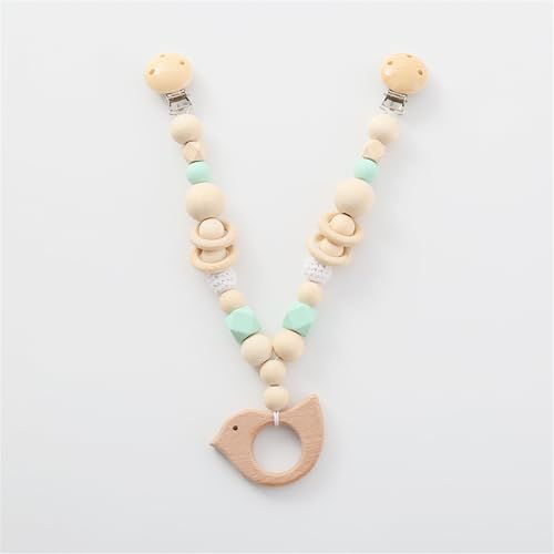 Ueiwffzo Kinderwagen Kette für Babys, Cartoon Tier Holz Anhänger, Kinderwagen aus Holz Baby Mobiles Kinderwagenkette Kinderwagen Zubehör für Junge Mädchen (Vögel) von Ueiwffzo
