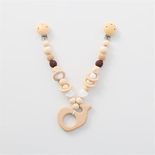 Ueiwffzo Kinderwagen Kette für Babys, Cartoon Tier Holz Anhänger, Kinderwagen aus Holz Baby Mobiles Kinderwagenkette Kinderwagen Zubehör für Junge Mädchen (Wal) von Ueiwffzo