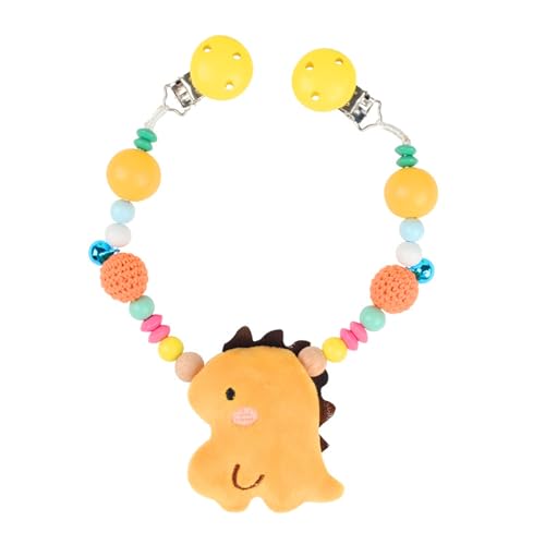 Ueiwffzo Kinderwagen Kette für Babys, Wolken Kinderwagen Kinderwagenkette mit Plüschtier Anhänger Dinosaurier, Kette Kinderwagen Zubehör Spielzeug für Babys Junge Mädchen (Gelb Dinosaurier) von Ueiwffzo
