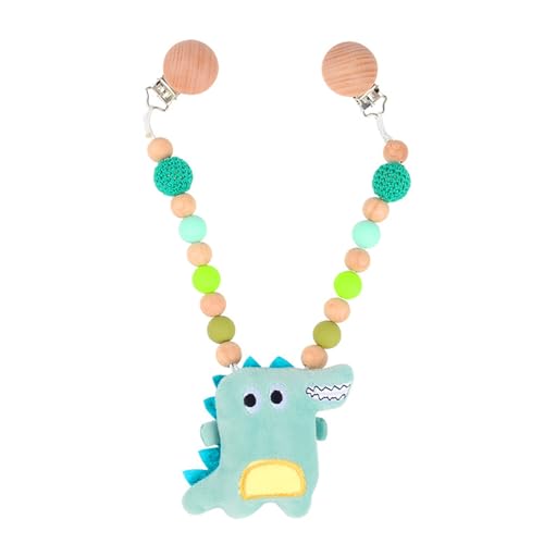 Ueiwffzo Kinderwagen Kette für Babys, Wolken Kinderwagen Kinderwagenkette mit Plüschtier Anhänger Dinosaurier, Kette Kinderwagen Zubehör Spielzeug für Babys Junge Mädchen (Grün Dinosaurier) von Ueiwffzo