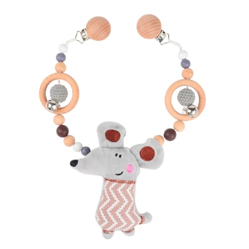 Ueiwffzo Kinderwagen Kette für Babys, Wolken Kinderwagen Kinderwagenkette mit Plüschtier Anhänger Dinosaurier, Kette Kinderwagen Zubehör Spielzeug für Babys Junge Mädchen (Maus) von Ueiwffzo