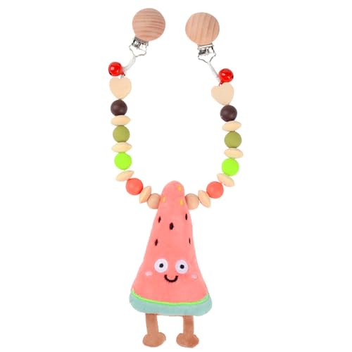 Ueiwffzo Kinderwagen Kette für Babys, Wolken Kinderwagen Kinderwagenkette mit Plüschtier Anhänger Dinosaurier, Kette Kinderwagen Zubehör Spielzeug für Babys Junge Mädchen (Wassermelone) von Ueiwffzo