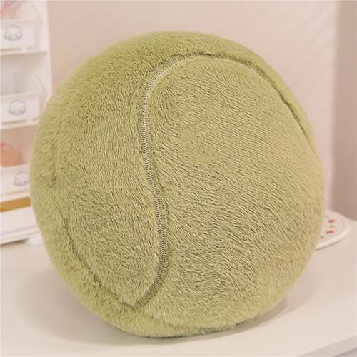 Ueiwffzo Kugelkissen Rund 35cm Plüschkissen Weiches Basketball Fußball Dekokissen, Kugelförmiges Wurfkissen Plüschtier für Jungen Kinderzimmer Deko (Tennis) von Ueiwffzo
