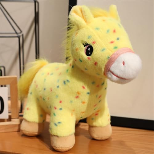 Ueiwffzo Kuscheltier 28cm Pferd Niedliche Plüschtier Stofftier Plüsch Kuschelige Plüschkissen Plüschpuppe Baby Spielzeug Geschenk für Kinder Mädchen (Gelb) von Ueiwffzo
