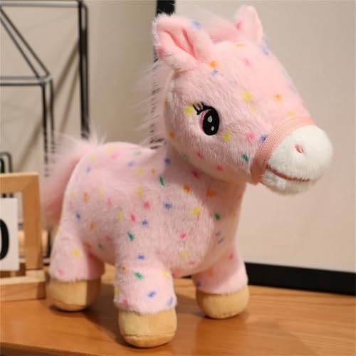 Ueiwffzo Kuscheltier 28cm Pferd Niedliche Plüschtier Stofftier Plüsch Kuschelige Plüschkissen Plüschpuppe Baby Spielzeug Geschenk für Kinder Mädchen (Rosa) von Ueiwffzo