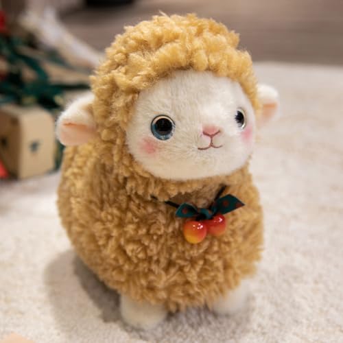Ueiwffzo Kuscheltier Alpaka, Niedlich Alpaka Plüschtier Lama Plushies Weiches Stofftier Lama Plüschpuppe Kissen Spielzeug Geschenk für Mädchen Jungen (25cm,Braun) von Ueiwffzo