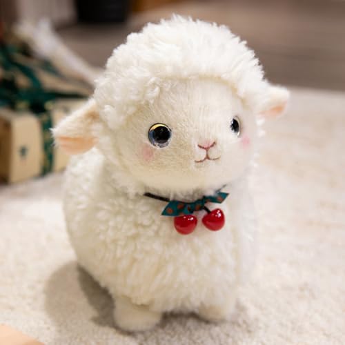 Ueiwffzo Kuscheltier Alpaka, Niedlich Alpaka Plüschtier Lama Plushies Weiches Stofftier Lama Plüschpuppe Kissen Spielzeug Geschenk für Mädchen Jungen (25cm,Weiß) von Ueiwffzo