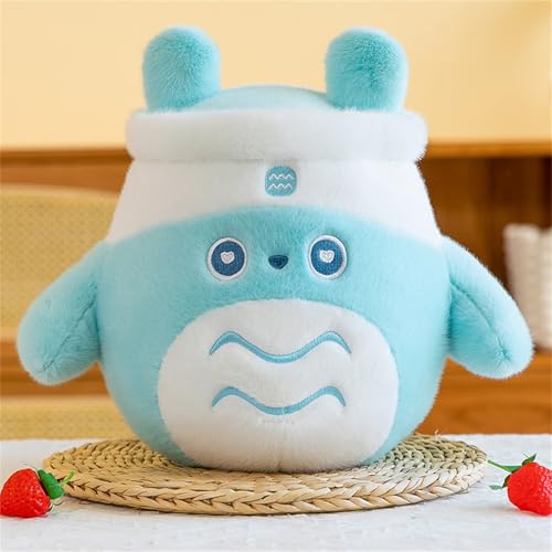 Ueiwffzo Kuscheltier Cartoon-Tiere Sternbild, Plüschtier Plüsch Stofftier Widder Zwillinge, Weiches Plüschkissen Spielzeug Süße Kuscheltiere Kissen Horoskop Geschenk (33cm,Aquarius) von Ueiwffzo