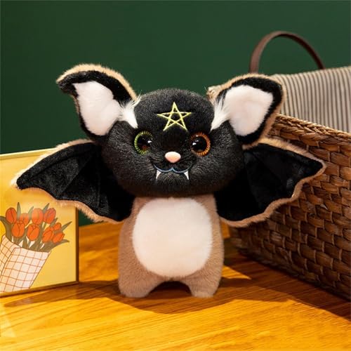 Ueiwffzo Kuscheltier Fledermaus 20cm Halloween Stofftier Plüschtier Geschenk, Realistisches Plüschfledermaus, Geschenk für Babys, Kinder und Erwachsene (Braun) von Ueiwffzo