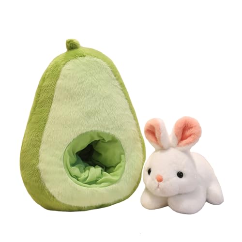 Ueiwffzo Kuscheltier Hase 2 in 1 Plüschtier Früchte Niedlicher Kaninchen Spielzeug Wurfkissen, Plüsch Spielzeug als Geschenk für Kinder (Avocado 35cm) von Ueiwffzo