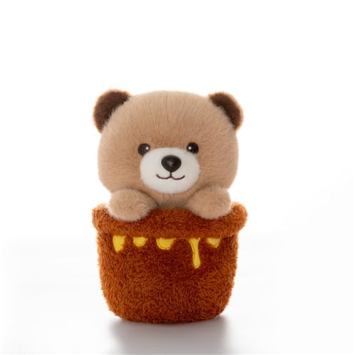Ueiwffzo Kuscheltier Honigkanne Kleine Tiere Plüschtier Niedlich Plush Tiere Spielzeug Stofftier zum Kuscheln und Spielen, Kuscheltier Stofftier Geschenk (Brauner Bär) von Ueiwffzo