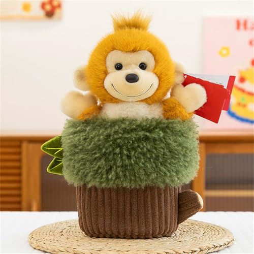 Ueiwffzo Kuscheltier Niedlich Tier und Baumstamm 30cm Handpuppe Plüschtier, Spielzeug Stofftier Plüschtiere Geschenke für Jungen Mädchen Kinder (Affen) von Ueiwffzo