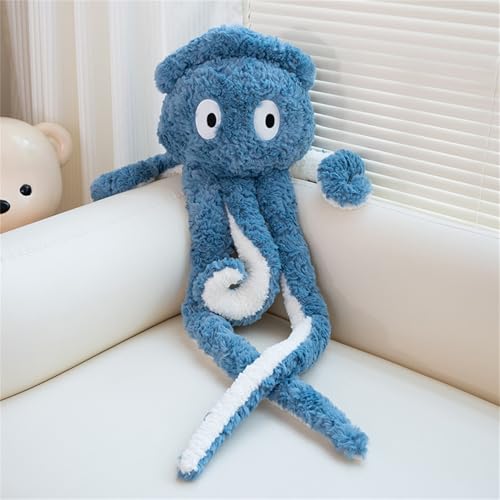 Ueiwffzo Kuscheltier Oktopus Plüschtier 96cm Weich und Bequem Oktopus Kissen, Plüsch Stofftier Spielzeug Octopus Meerestier Geschenke für Kinder (Blau) von Ueiwffzo