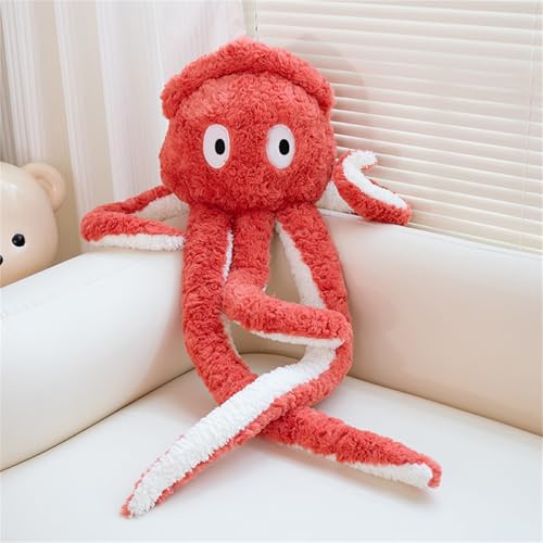 Ueiwffzo Kuscheltier Oktopus Plüschtier 96cm Weich und Bequem Oktopus Kissen, Plüsch Stofftier Spielzeug Octopus Meerestier Geschenke für Kinder (Orange) von Ueiwffzo