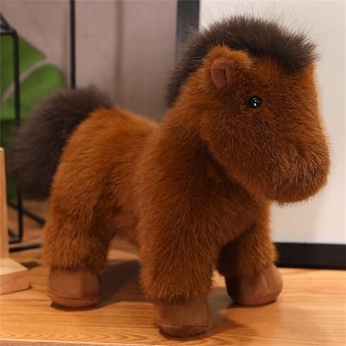 Ueiwffzo Kuscheltier Pferd Realistisches Pferd Plüschtier Kuscheltier Geschenk für Kinder Jungen Mädchen (23cm,Braun) von Ueiwffzo