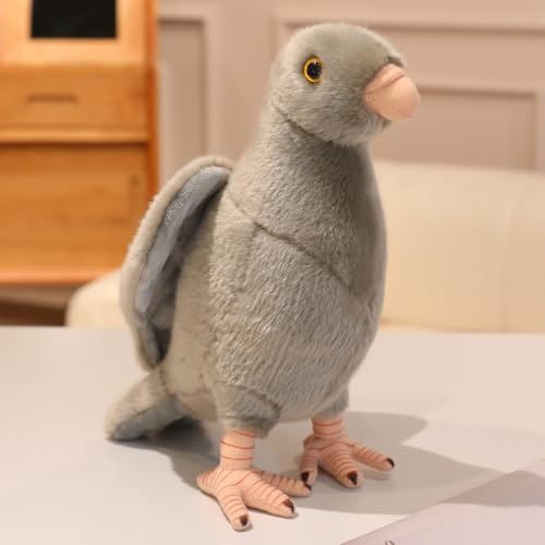 Ueiwffzo Kuscheltier Taube Weiches Stofftier Plüschtier, Realistischen Plüsch Taube Spielzeug Plüschtaube Geschenke für Kinder Erwachsene (22cm,Grau) von Ueiwffzo
