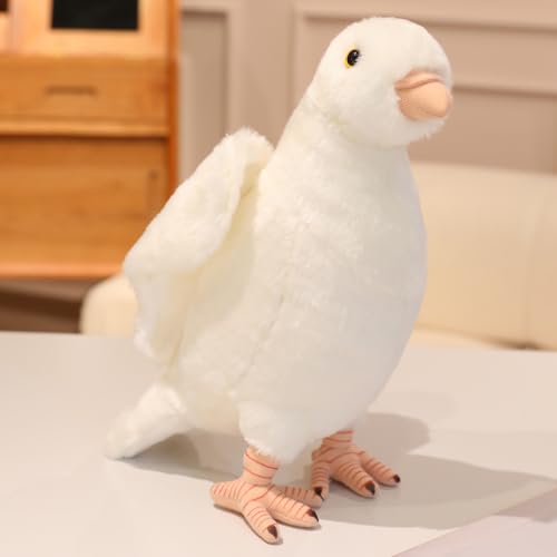 Ueiwffzo Kuscheltier Taube Weiches Stofftier Plüschtier, Realistischen Plüsch Taube Spielzeug Plüschtaube Geschenke für Kinder Erwachsene (30cm,Weiß) von Ueiwffzo