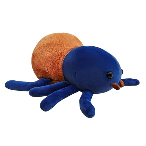 Ueiwffzo Niedliches Spinnen Plüschtier, Kuscheliges Stofftie Spinne Spielzeug, Süßes Heimdekoration, Geschenk Halloween für Kinder und Erwachsene (30cm,Blau Braun) von Ueiwffzo