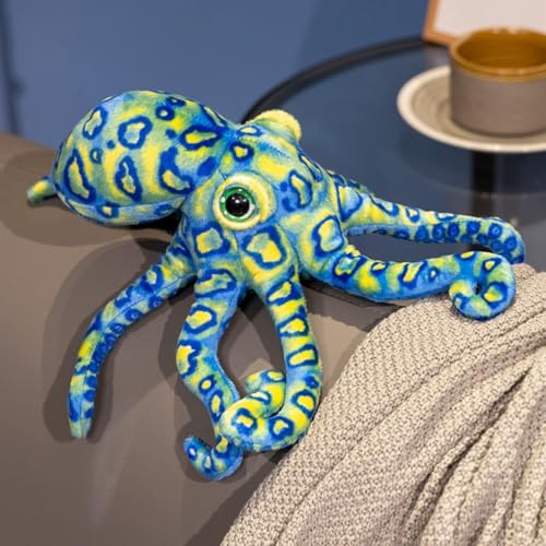 Ueiwffzo Octopus Kuscheltier, Simuliert Oktopus Plüschtier, 30cm Krake Plüsch Kuschel Baby Spielzeug Meerestier Plüschpuppe Stofftier Für Kinder Mädchen (Blau) von Ueiwffzo
