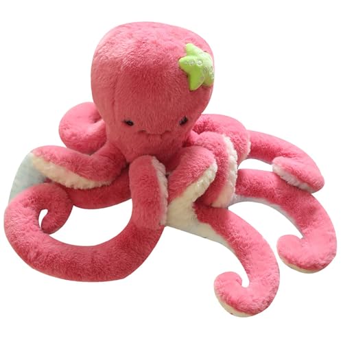 Ueiwffzo Oktopus Plüschtier Niedliche Oktopus Plüsch Krake Kuscheltier Spielzeug Meerestier Plüschpuppe Stofftier Für Kinder Mädchen (50cm,Dunkelrosa) von Ueiwffzo