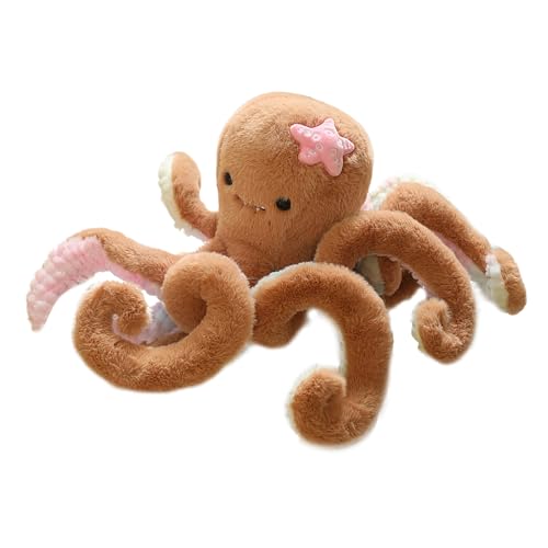 Ueiwffzo Oktopus Plüschtier Niedliche Oktopus Plüsch Krake Kuscheltier Spielzeug Meerestier Plüschpuppe Stofftier Für Kinder Mädchen (50cm,Hellbraun) von Ueiwffzo