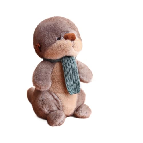 Ueiwffzo Otter Plüschtier mit Schal, Otter Kissen Kuscheltier Flauschig, Otter Stofftier, Otter Plüsch Spielzeug für Kinder, Mädchen, Jungen Geburtstag Geschenk Kuscheltiere (26cm) von Ueiwffzo