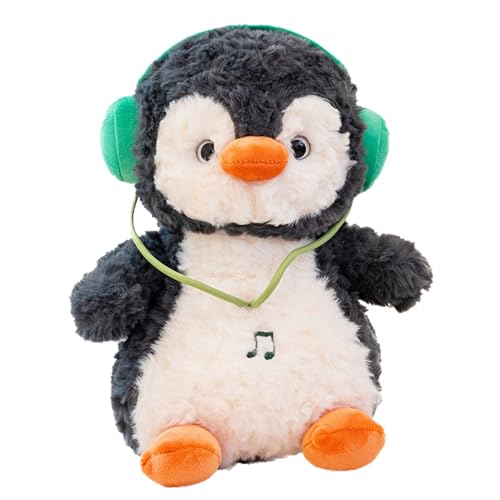 Ueiwffzo Pinguin Kuscheltier, Kreative Musik Hören Pinguinpuppe Plüschtier Plushies Stofftier, Plüschtier Pinguin Plüsch Baby Spielzeug Geschenke für Jungen Mädchen (32cm) von Ueiwffzo