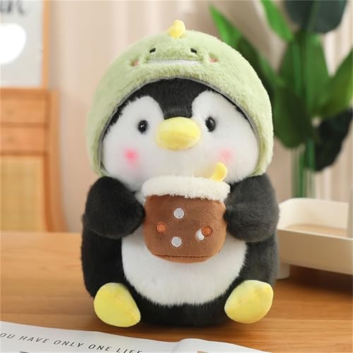 Ueiwffzo Pinguin Kuscheltier, Pinguin Plüschtiere mit Milchtee Tasse Stofftier Puppe Plüschtier Geschenke für Ostern Valentinstag Kinder Baby (30cm,Dinosaurier) von Ueiwffzo