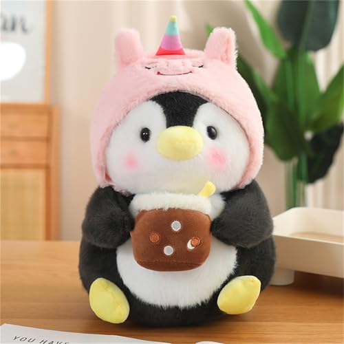 Ueiwffzo Pinguin Kuscheltier, Pinguin Plüschtiere mit Milchtee Tasse Stofftier Puppe Plüschtier Geschenke für Ostern Valentinstag Kinder Baby (40cm,Einhorn) von Ueiwffzo