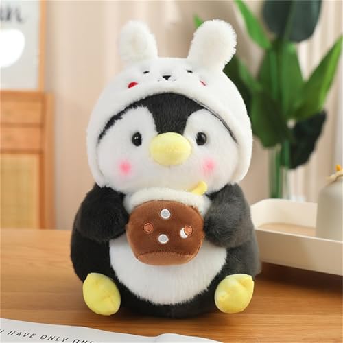 Ueiwffzo Pinguin Kuscheltier, Pinguin Plüschtiere mit Milchtee Tasse Stofftier Puppe Plüschtier Geschenke für Ostern Valentinstag Kinder Baby (40cm,Hase) von Ueiwffzo