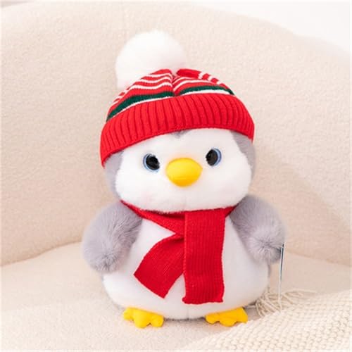Ueiwffzo Pinguin Plüschtier Plüschtiere, Süßes Kuscheltier Pinguin mit Hut und Schal, Flauschiges Stofftier Pinguin zum Kuscheln, Spielen und Schlafen (35cm,Rot) von Ueiwffzo