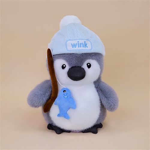 Ueiwffzo Pinguin Stofftier Plüschtier, Kuscheltier Plüschpuppen Pinguin Koch/Maler/Angeln Motive, Kawaii Stofftier Schmusetier Geschenk für Kinder (21cm,Angeln) von Ueiwffzo