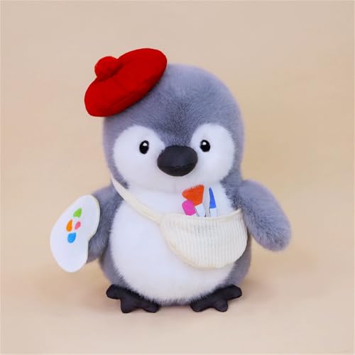 Ueiwffzo Pinguin Stofftier Plüschtier, Kuscheltier Plüschpuppen Pinguin Koch/Maler/Angeln Motive, Kawaii Stofftier Schmusetier Geschenk für Kinder (30cm,Maler) von Ueiwffzo