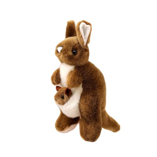 Ueiwffzo Plüsch Känguru Plüschtiere 30cm, Süßes Kuscheltier Mutter und Kind Känguru, realistisch gestaltetes Plüschtier Känguru von Ueiwffzo