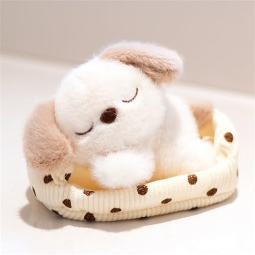 Ueiwffzo Plüsch Kuscheltier Hund Katzen Bären mit Haustierbett 18cm Plüschtier Weich Süßes Plüschtiere Ornamente, Spielzeug Tier für Erwachsene und Kinder Geschenke (Hund) von Ueiwffzo