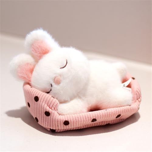 Ueiwffzo Plüsch Kuscheltier Hund Katzen Bären mit Haustierbett 18cm Plüschtier Weich Süßes Plüschtiere Ornamente, Spielzeug Tier für Erwachsene und Kinder Geschenke (Kaninchen) von Ueiwffzo