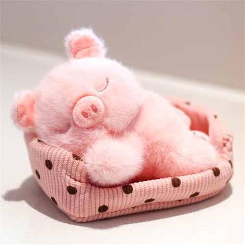 Ueiwffzo Plüsch Kuscheltier Hund Katzen Bären mit Haustierbett 18cm Plüschtier Weich Süßes Plüschtiere Ornamente, Spielzeug Tier für Erwachsene und Kinder Geschenke (Schweine) von Ueiwffzo
