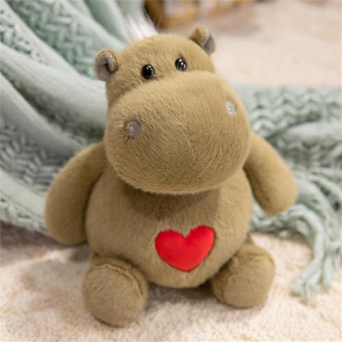 Ueiwffzo Plüsch Nilpferd Hippo, Flusspferd Kuscheltier, Nilpferd Plüschtier Stofftier Spielzeug, Geschenk für Kinder Mädchen, Flauschiges Stofftier Nilpferd zum Kuscheln & Spielen (35cm,Khaki) von Ueiwffzo