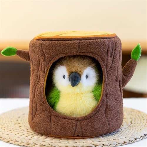 Ueiwffzo Plüschtier, Pelzige Vogel-Plüschpuppe, Niedlicher Kleiner Vogel Kuscheltier, Plüsch Spielzeug als Geschenk für Ihre Freunde (A 12cm+Baumlöcher) von Ueiwffzo