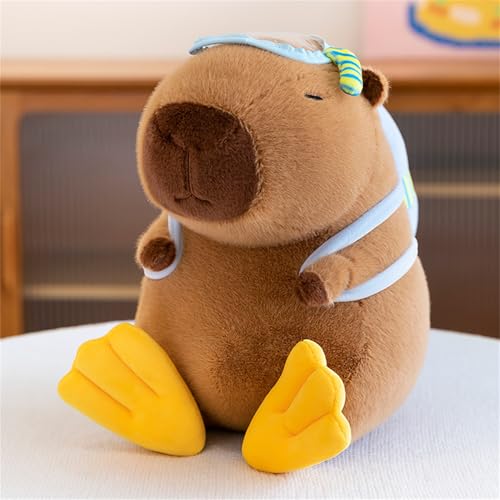 Ueiwffzo Plüschtier Capybara Kuscheltier mit Tauchen/Wasserpistole, Kawaii Capybara Plüsch Kissen Spielzeug Wurfkissen Geschenk für Kinder (25cm,Tauchen) von Ueiwffzo
