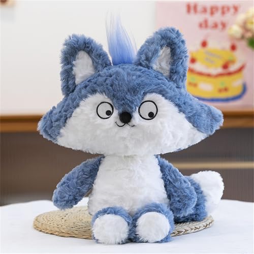 Ueiwffzo Plüschtier Fuchs Plüsch Kuscheltier 35cm Spielzeug Flauschiger Stofftier, Spielen Fuchs Plüschtier für Mädchen und Jungen Kinder und Baby (Blau) von Ueiwffzo