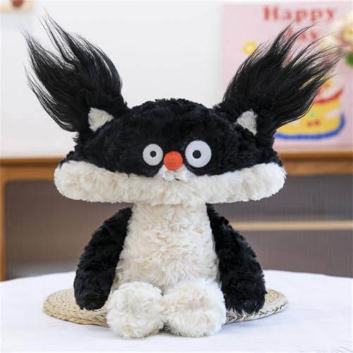 Ueiwffzo Plüschtier Fuchs Plüsch Kuscheltier 35cm Spielzeug Flauschiger Stofftier, Spielen Fuchs Plüschtier für Mädchen und Jungen Kinder und Baby (Schwarz) von Ueiwffzo