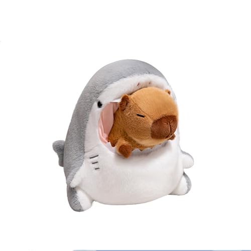 Ueiwffzo Plüschtier Hai Tier 2er Set, Kuscheltier Weich Plüsch Spielzeug Abnehmbar 30cm Umarmungskissen Tier Kissen für Erwachsene und Kinder Geschenke (Capybara) von Ueiwffzo